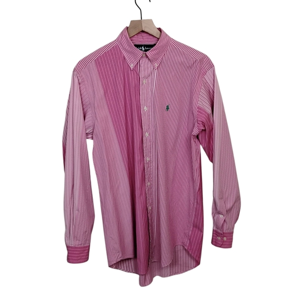 Ralph Lauren Pink and White Plaid Casual Button Down Shirt with Logo, 15 1/2 M - Picture 3 of 9